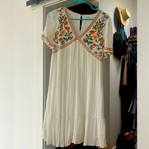 In Bloom white embroidered dress